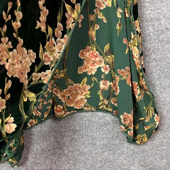 Natural Life Green Floral Velvet Kimono Cardigan Wrap Duster One Size - Picture 4 of 9